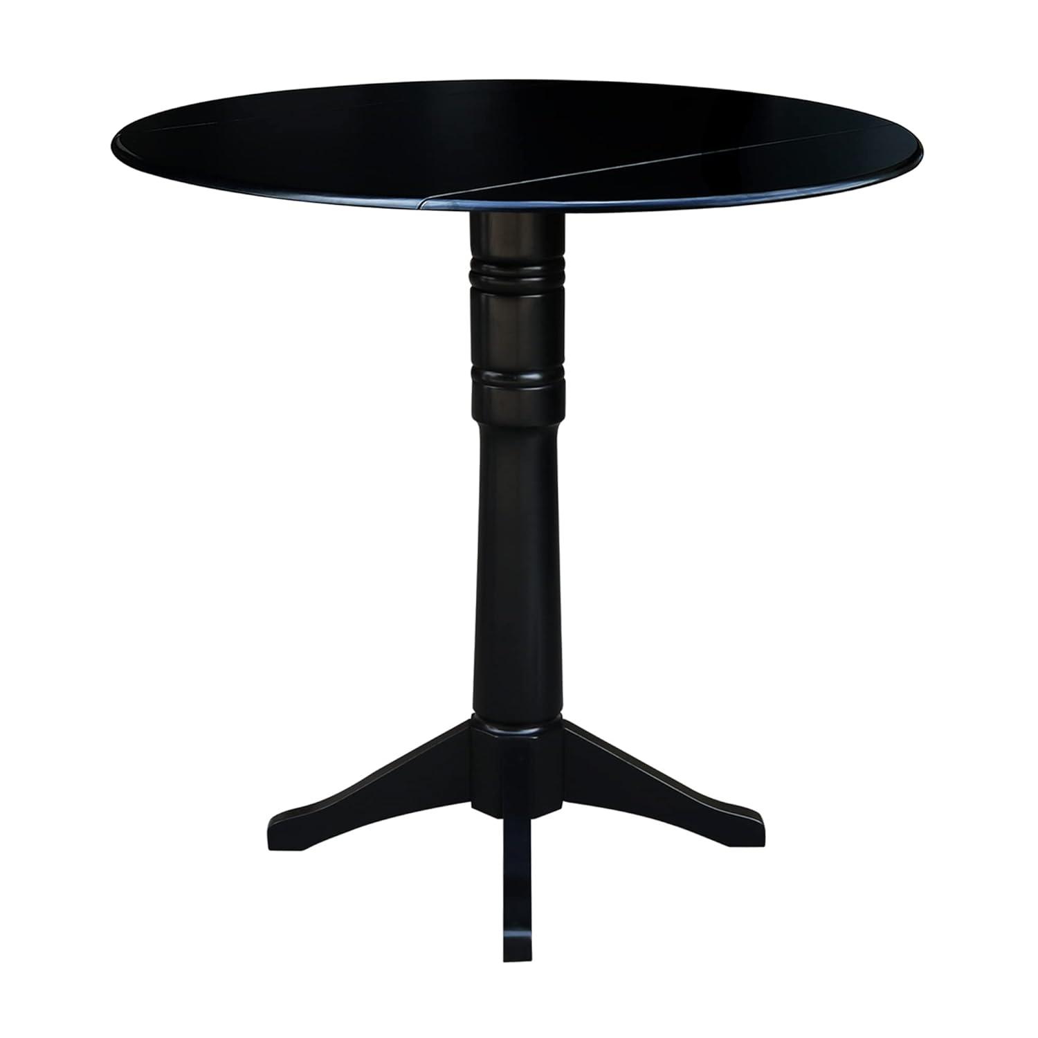 42.3" Sandon Bar Height Round Dual Drop Leaf Dining Table Black - International Concepts