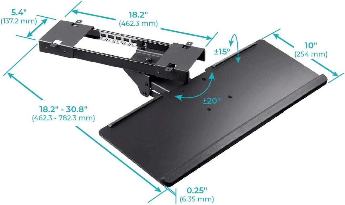 Monoprice Adjustable Ergonomic Keyboard Tray - Black With Full Size Platform - Workstream Collection