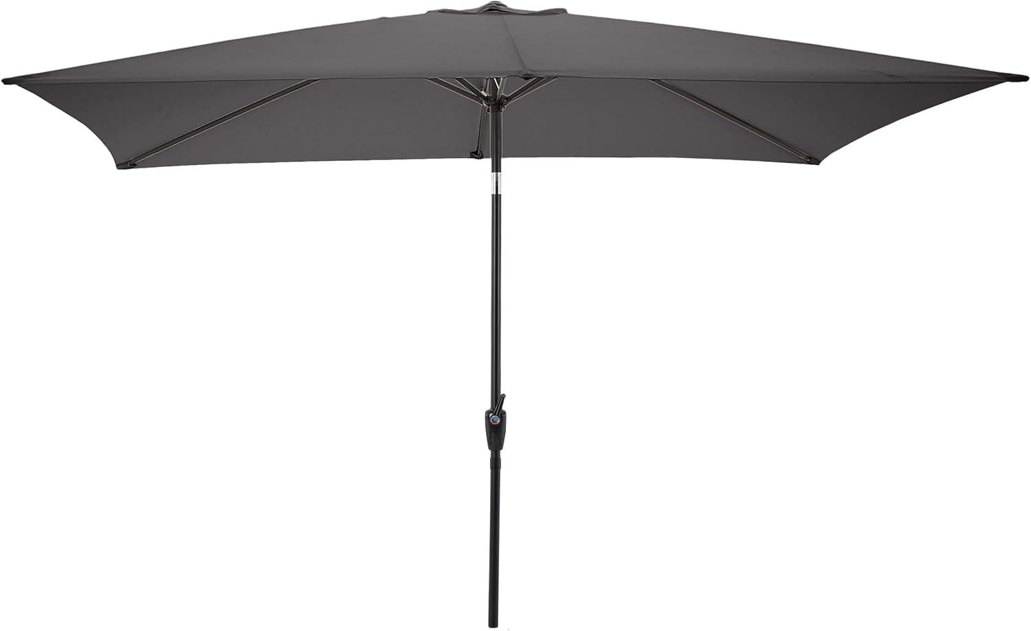 Rectangular Patio Umbrella - 10 Ft Easy Crank Sun Shade with Push Button Tilt for Outdoor Furniture, Deck, Backyard, or Pool by Pure Garden (Gray)