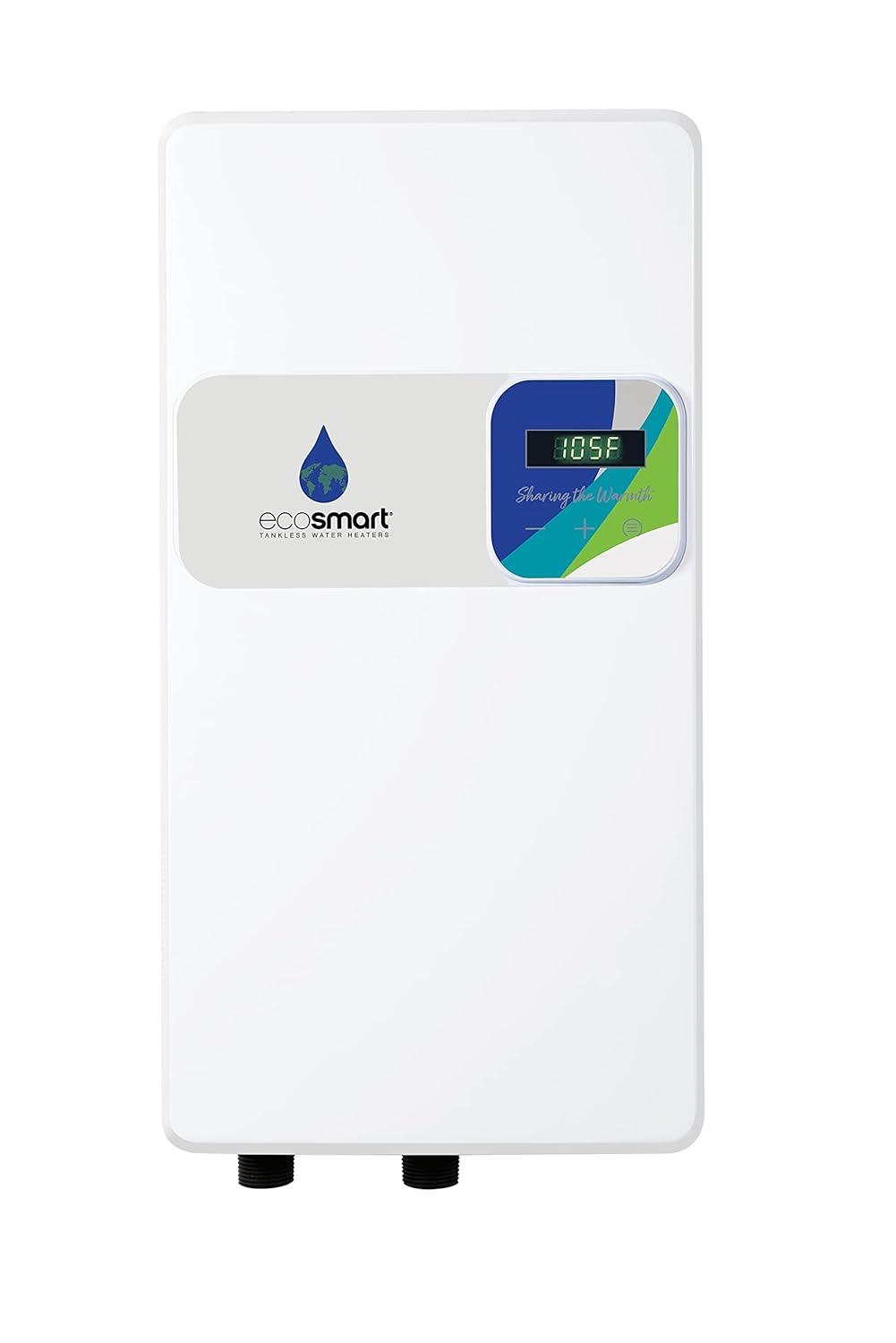 EcoSmart ECOS 18 Tankless Electric Water Heater, 18 Kw at 240 Volts, 75 Amps with Patented Self Modulating Technology