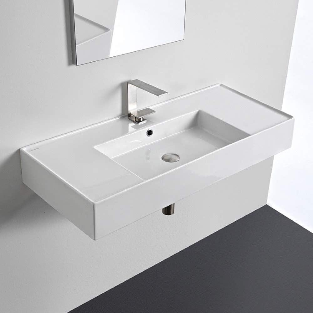 Scarabeo By Nameeks 18.2'' Glossy White Ceramic Rectangular Bathroom Sink with Overflow