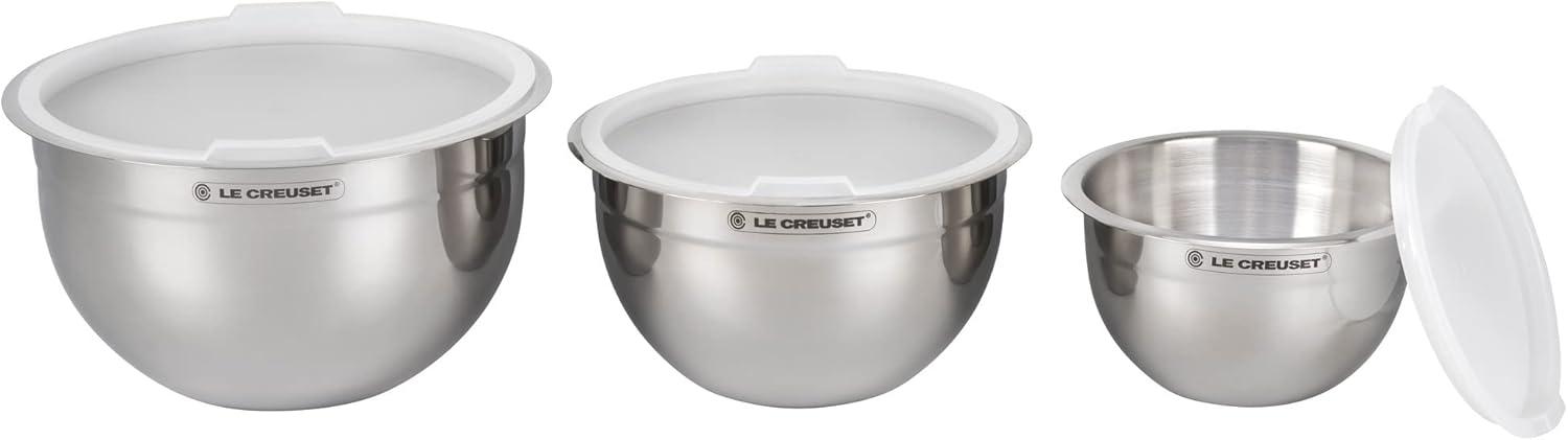 Le Creuset Set of 3 Stainless Steel Mixing Bowls