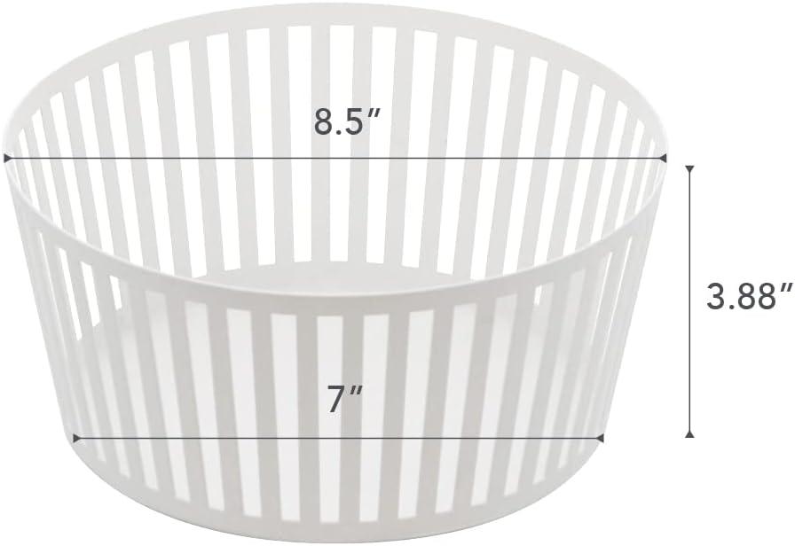 Yamazaki Home  Fruit Basket - Two Sizes, Steel, Tall - L 8.46 x W 8.46 x H  3.94 inches White