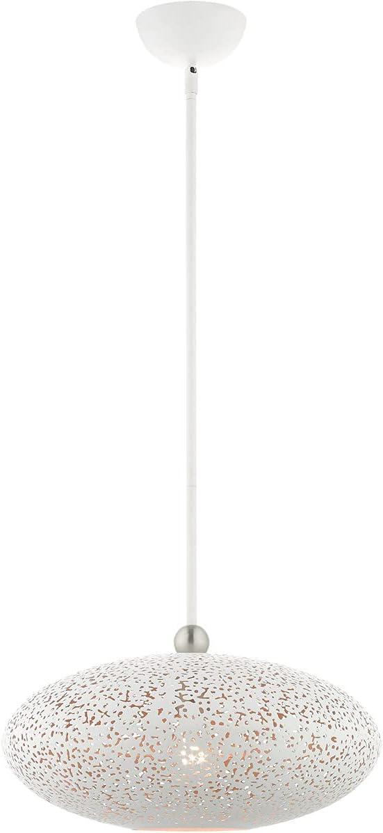 Livex Lighting Charlton 1 - Light Pendant in  White/Brushed Nickel