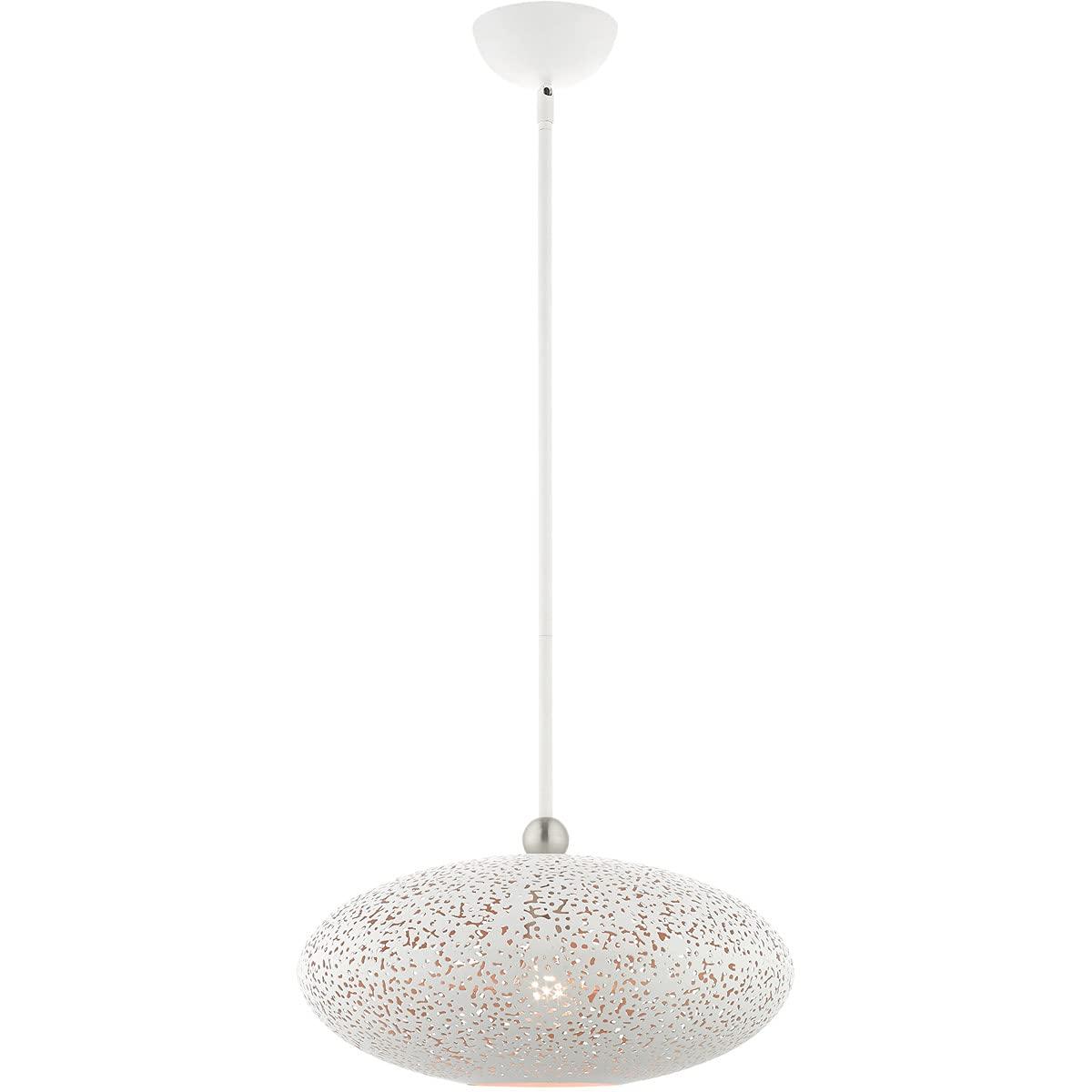 Livex Lighting Charlton 1 - Light Pendant in  White/Brushed Nickel