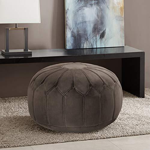 Aryana Chic Oversized Round Pouf Ottoman with Distinctive Stitching