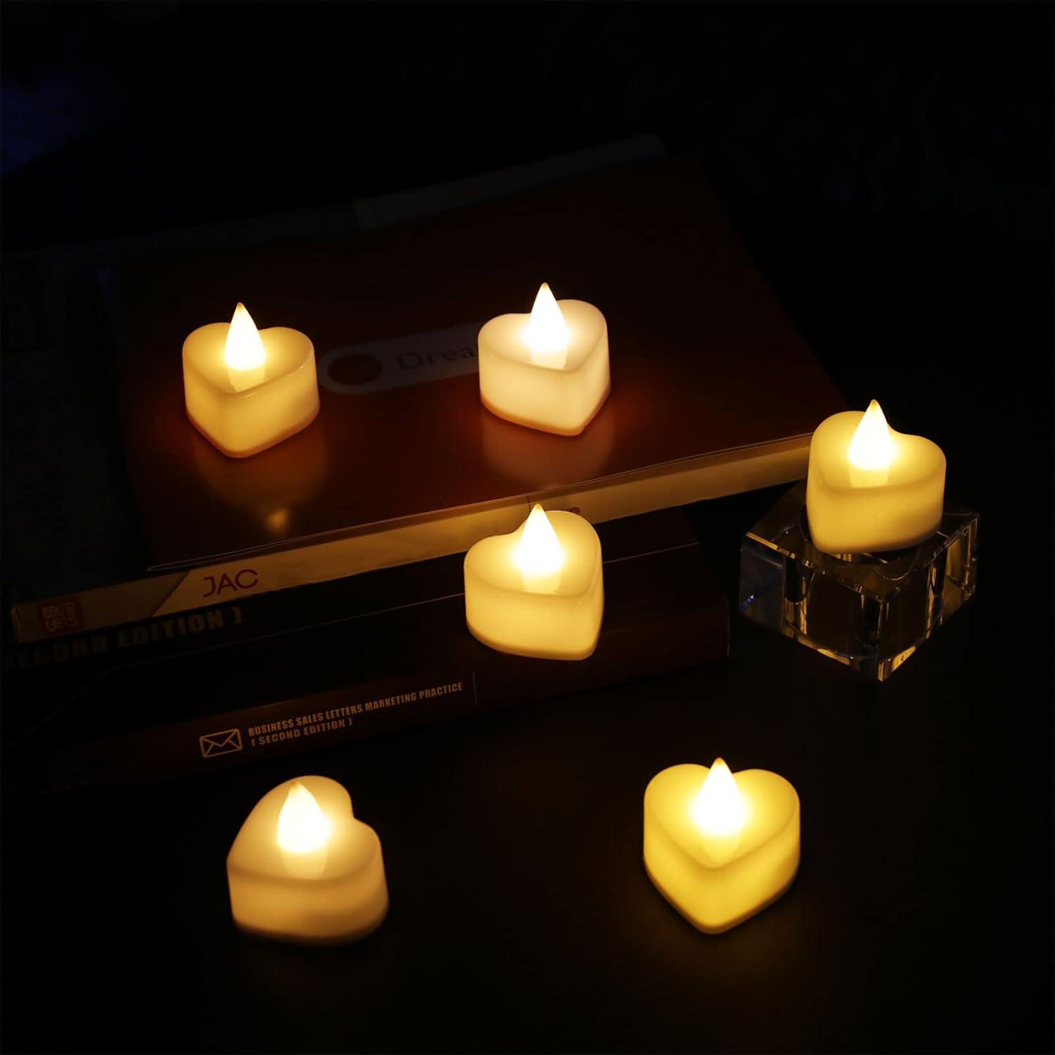 Beautynvta Clearance 24 Pack Flameless LED Candles, Battery Operated LED Tea Lights, Fake Tealights Candles, Electric Candles for Table Holiday Decor, Yellow Light, White