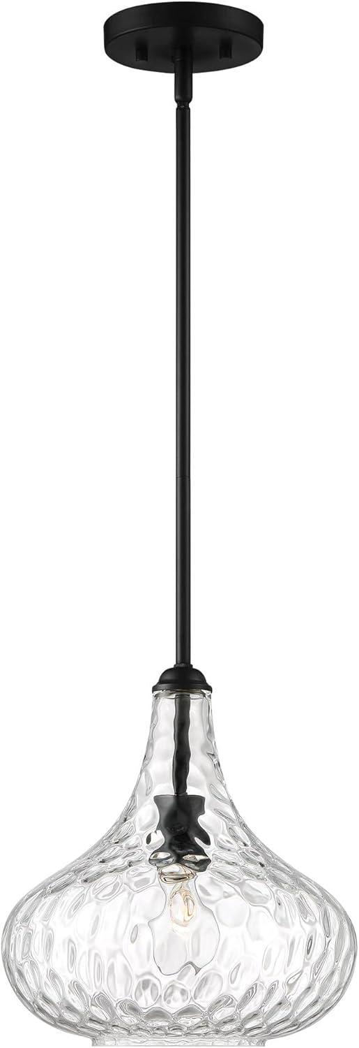 360 Lighting Black Mini Pendant Lighting 11" Wide Modern Clear Glass Shade Fixture for Dining Room House Entryway Bedroom Kitchen