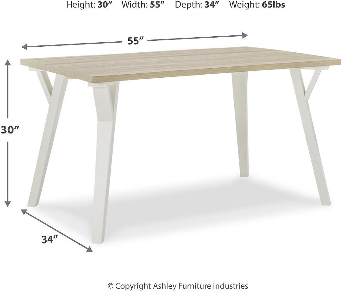 Beige and White Rectangular Wood Dining Table, 55"