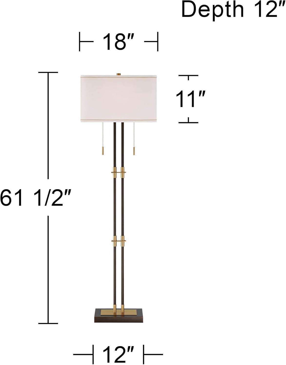 Possini Euro Design Nevada Modern 61 1/2" Tall Standing Floor Lamp Skinny Pole Pull Chain Brown Gold Metal Oil Rubbed Bronze Finish Living Room