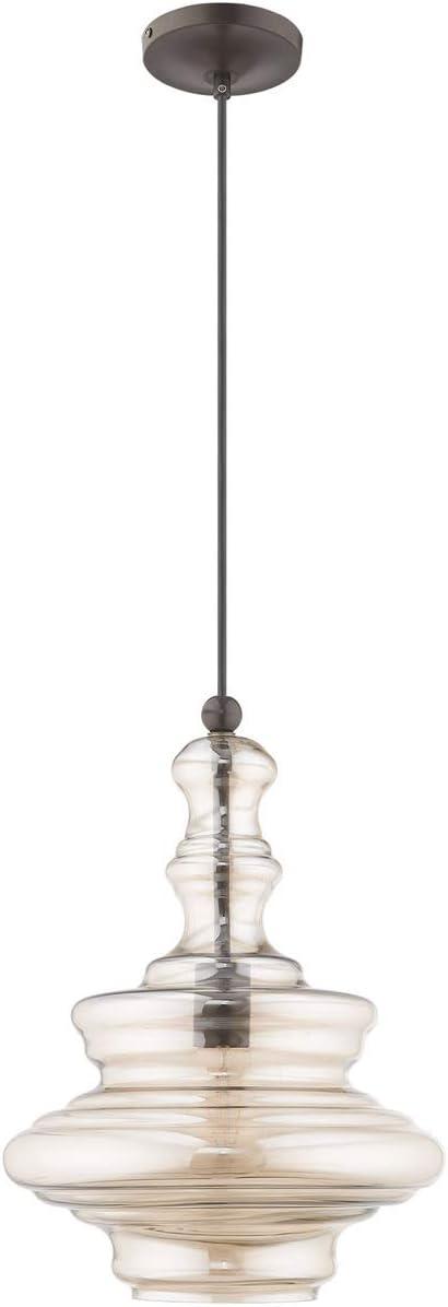 Livex Lighting Art Glass 1 - Light Pendant in  English Bronze