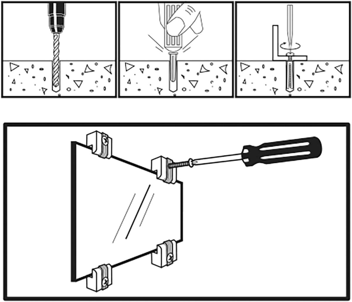 Unfinished Plastic Adjustable Wall Mount Mirror Clips Set