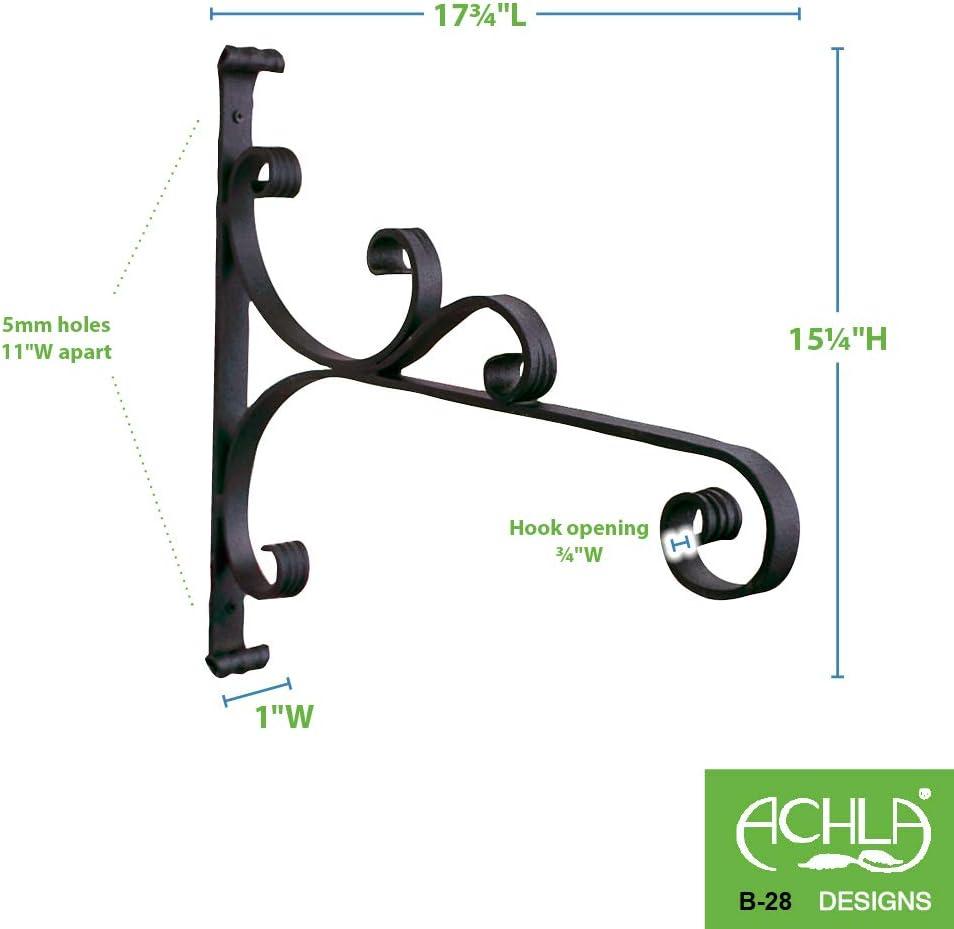 Achla Designs B-28 All-Purpose, Large Wrought Iron Wall Bracket Hook, Black