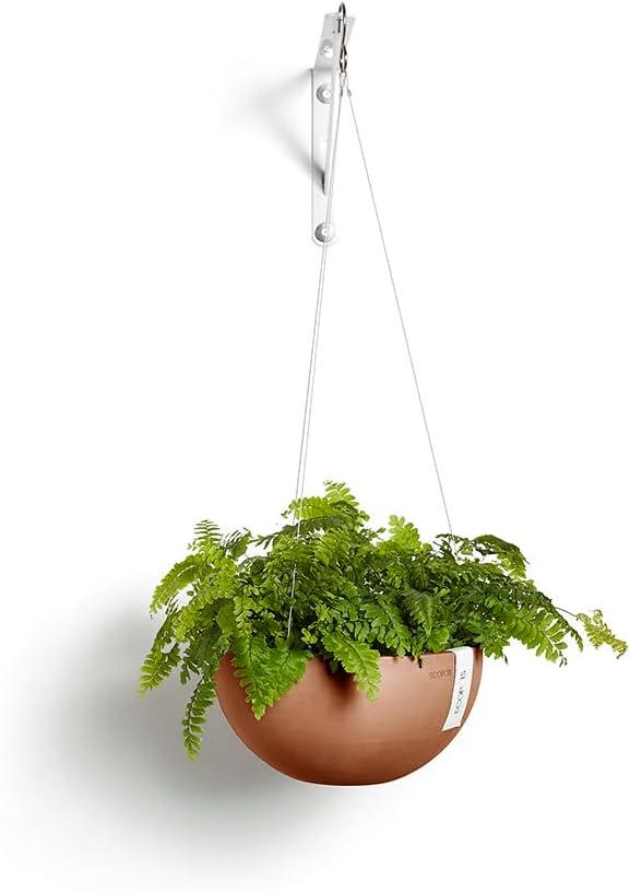 Ecopots Modern Recycled Plastic Hanging Brussels Flower Pot Planter, Terracotta Color, 10.5"