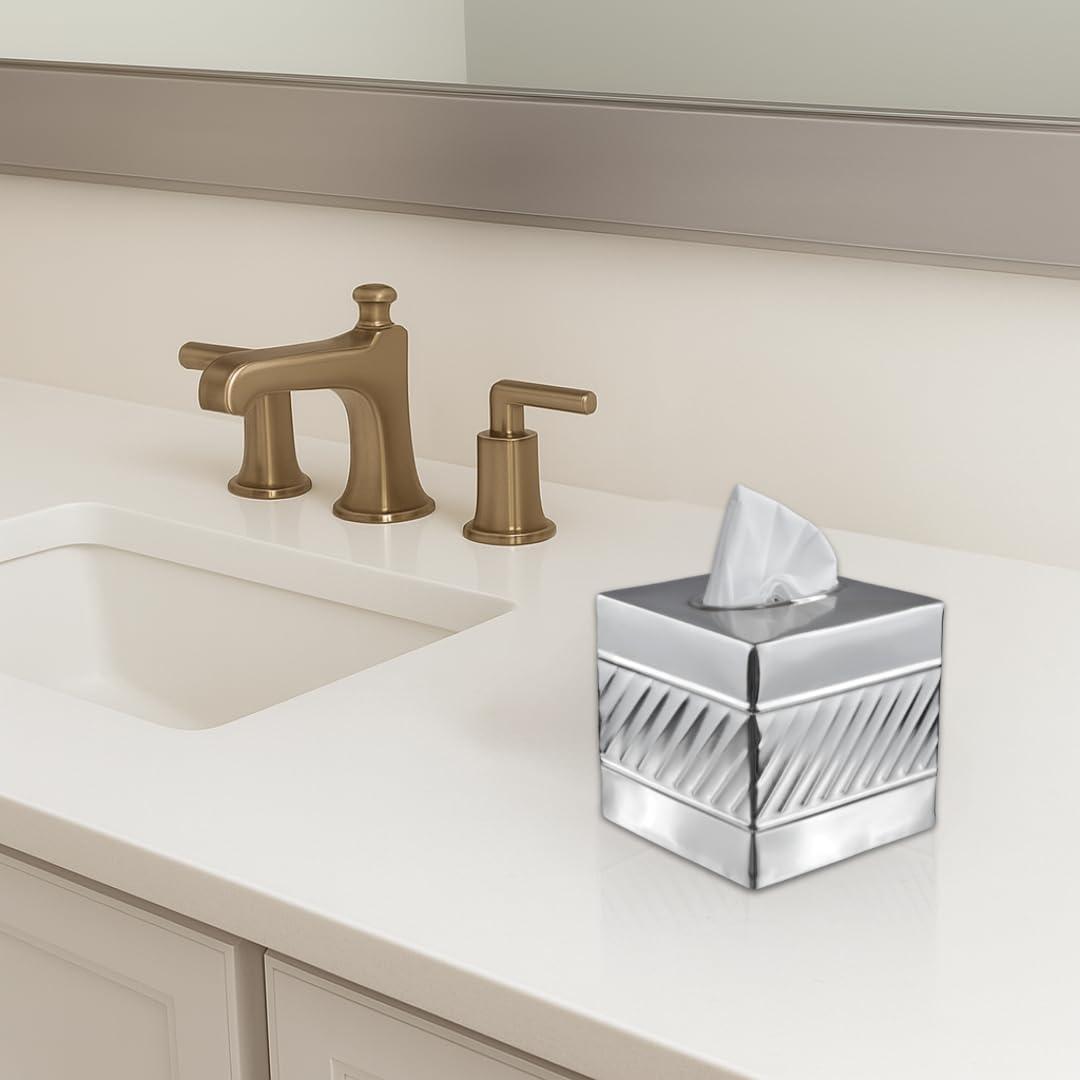 Wave Embossed Metal Tissue Box Cover