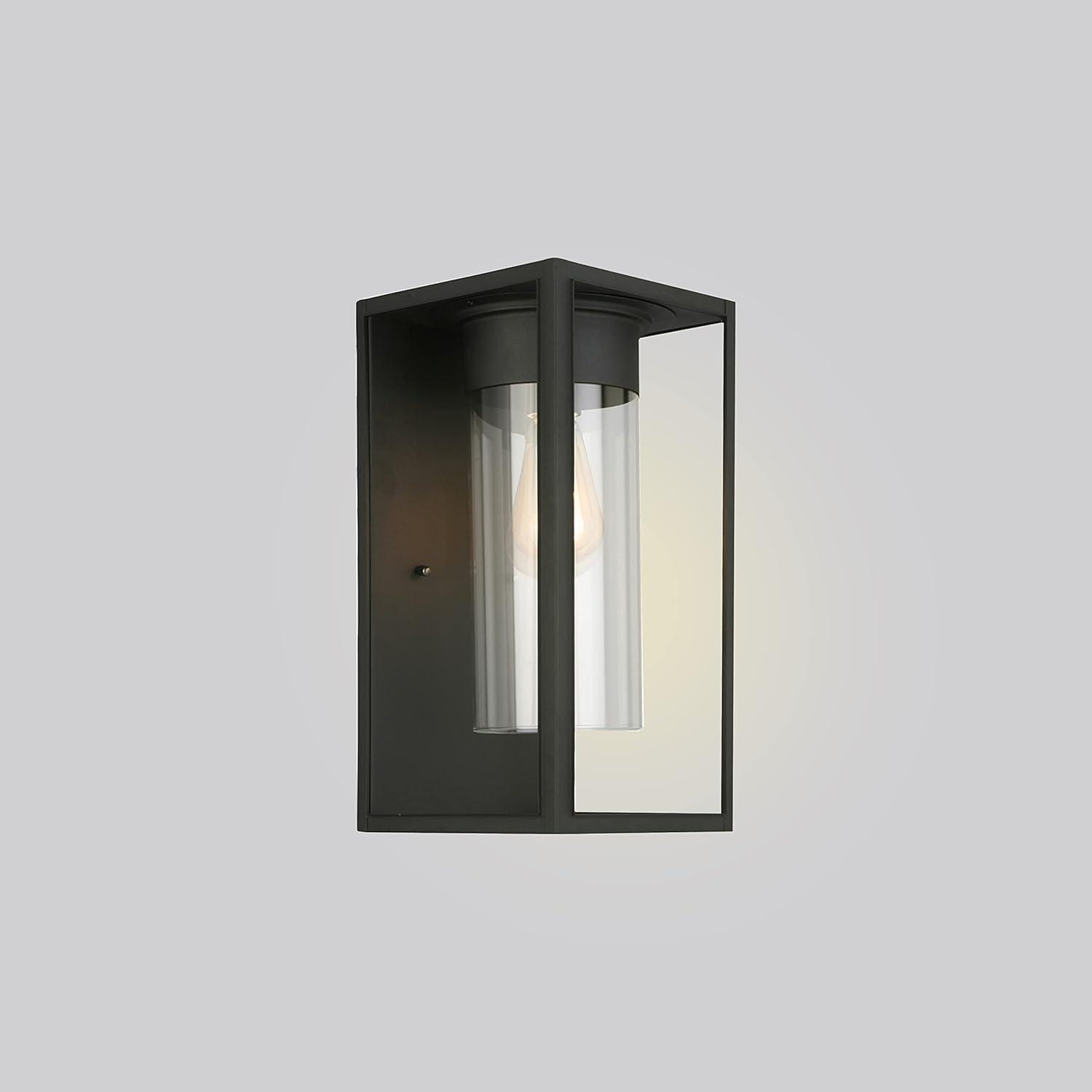 1-Light Outdoor Wall Sconce Modern Dimmable LED Waterproof Indoor/Outdoor Wall Lantern with Clear Glass, Black,Matte Black