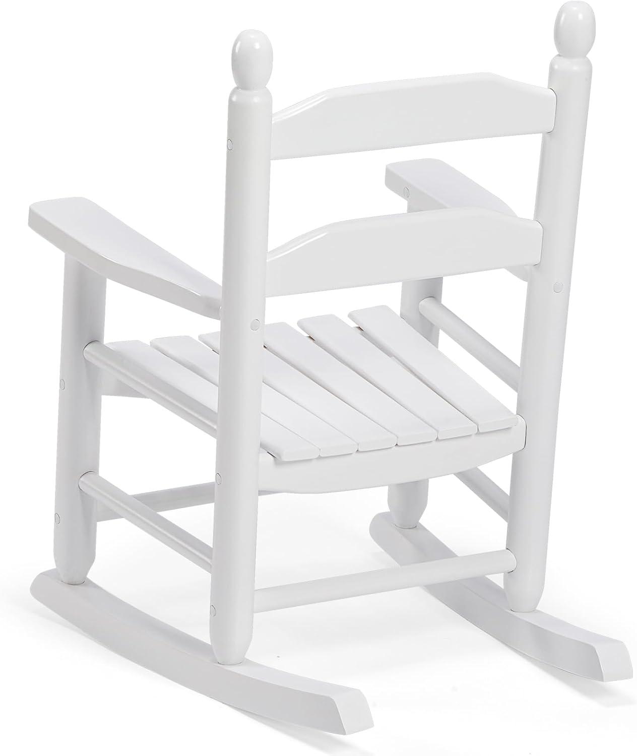 Child's Wood Porch Rocker - Perfect for Indoor or Outdoor All Weather Porch Rocker for Garden,Lawn,Balcony,Backyard and Patio Porch Rocker Use - Suitable for 3-7 Years Old(White)