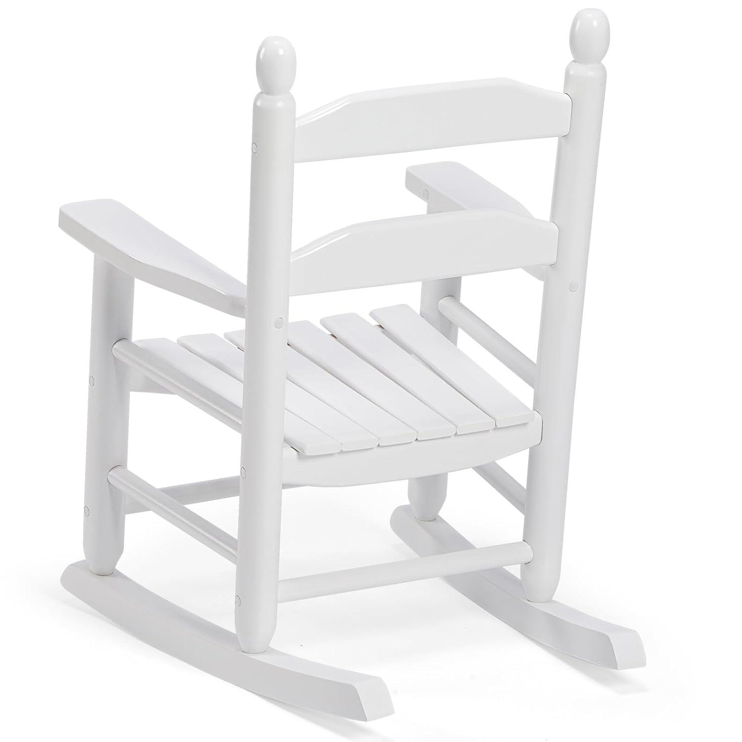 Child's Wood Porch Rocker - Perfect for Indoor or Outdoor All Weather Porch Rocker for Garden,Lawn,Balcony,Backyard and Patio Porch Rocker Use - Suitable for 3-7 Years Old(White)