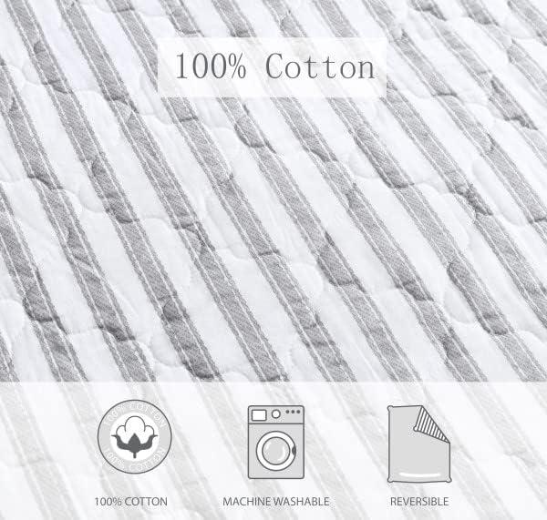 Stone Cottage Willow Way Ticking Stripe Grey Full/Queen Quilt Set