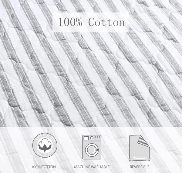 King Willow Way Ticking Stripe Quilt & Sham Set Gray - Stone Cottage