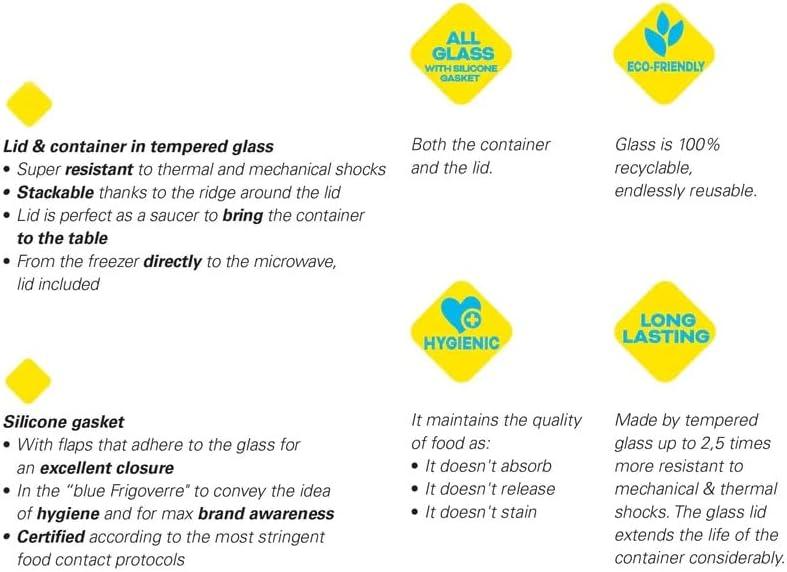 Bormioli Rocco Set of 2 Frigoverre Future 33.75 Oz. All Glass Pitcher With Airtight Lid, Made From Durable Glass, Dishwasher Safe, Made In Italy.