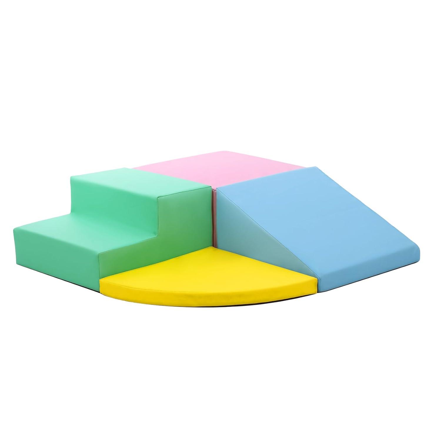 4 Pieces Soft Play Climbing for Toddlers ¨C Indoor Foam Climber Playset for Crawling, pink