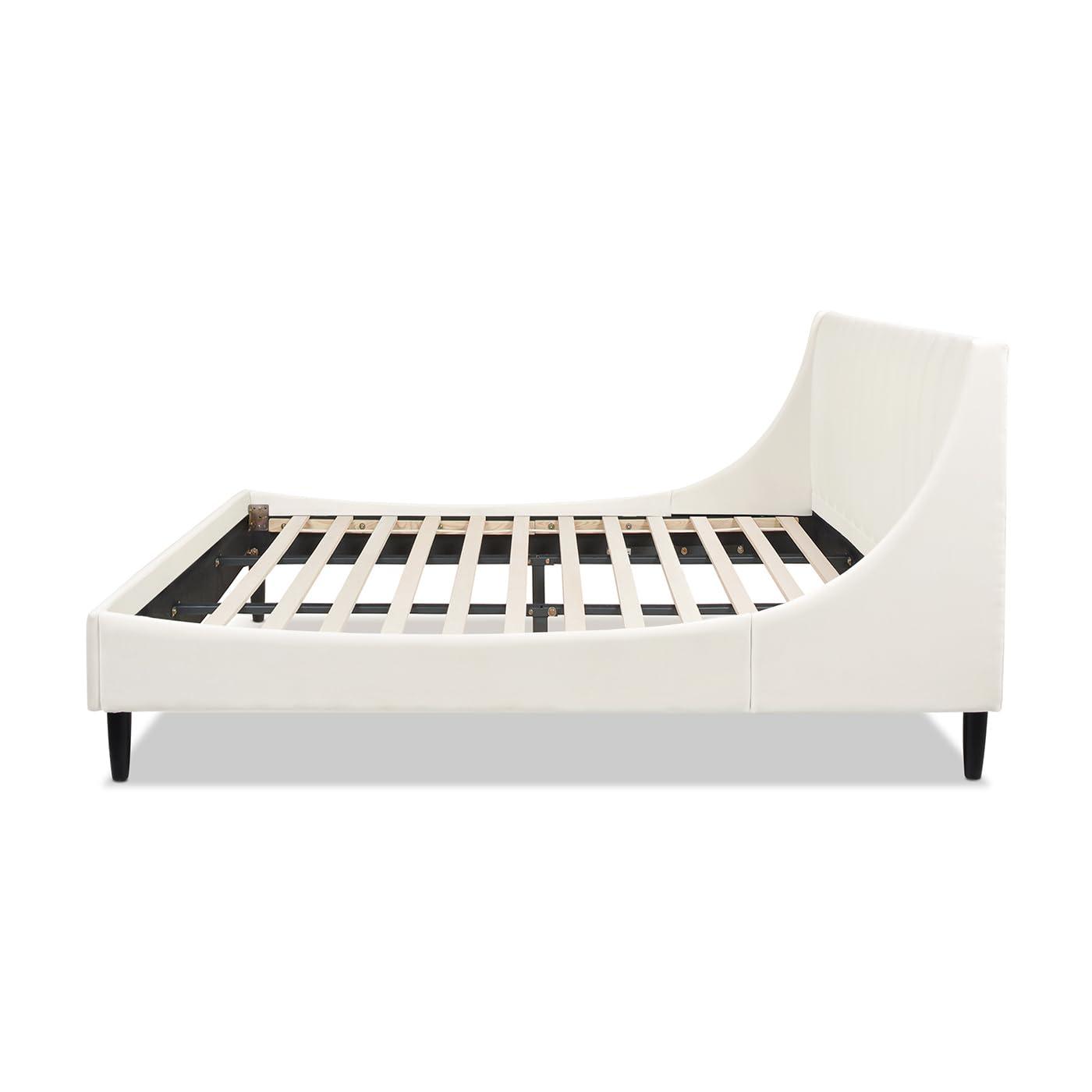 Aspen Vertical Tufted Headboard Platform Bed Set King Cloud White Velvet