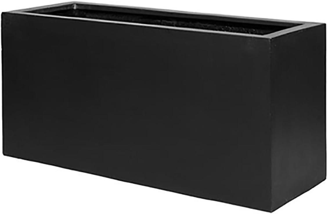 Pottery Pots USA Inc. Pottery Pots Jort Small Fiberstone Indoor Outdoor Modern Rectangle Planter, 16 Inch Tall Black 32"