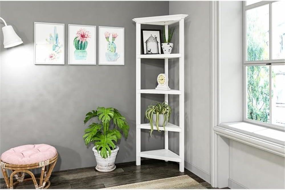 NewRidge 4-Tier Corner Wooden Bookcase White