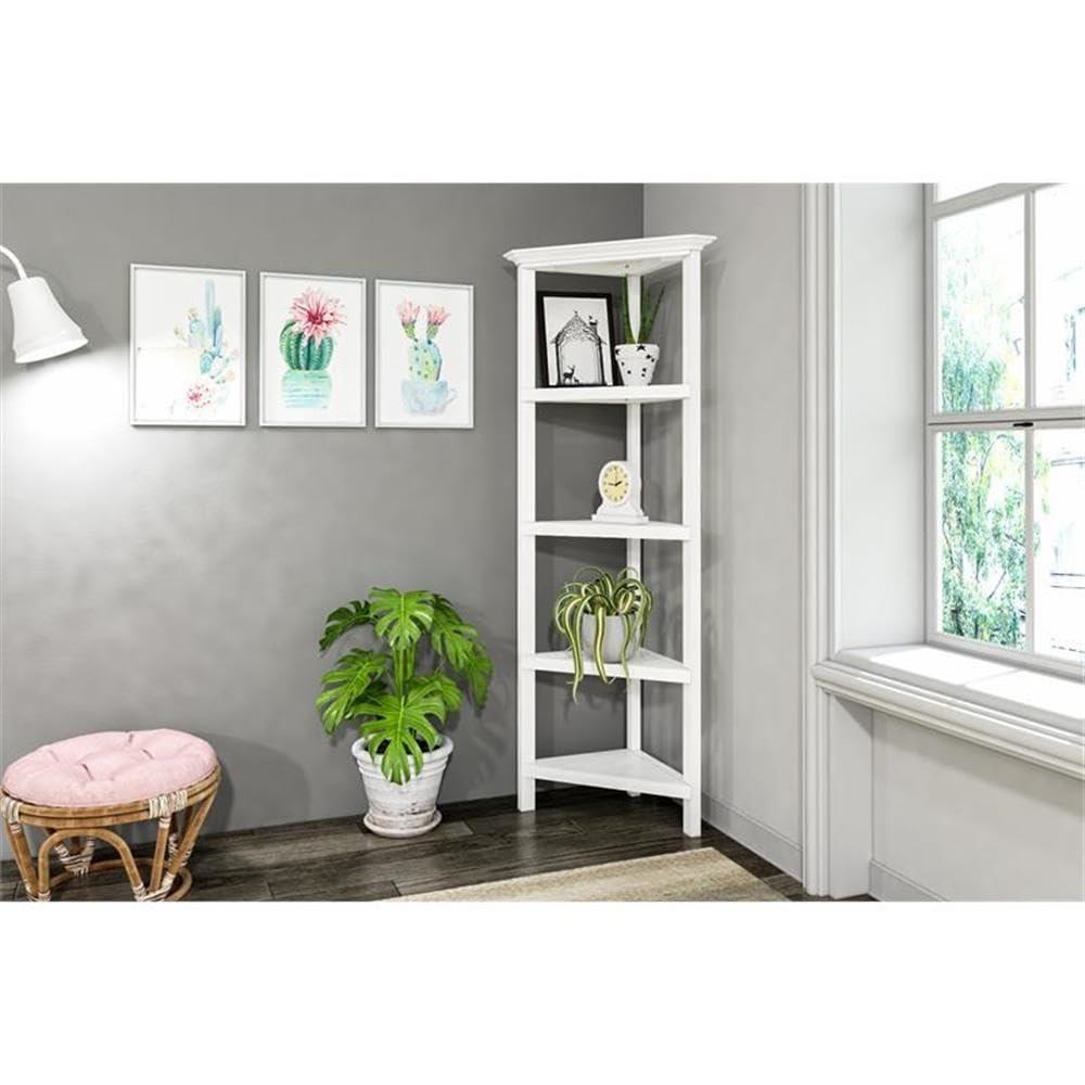 NewRidge 4-Tier Corner Wooden Bookcase White