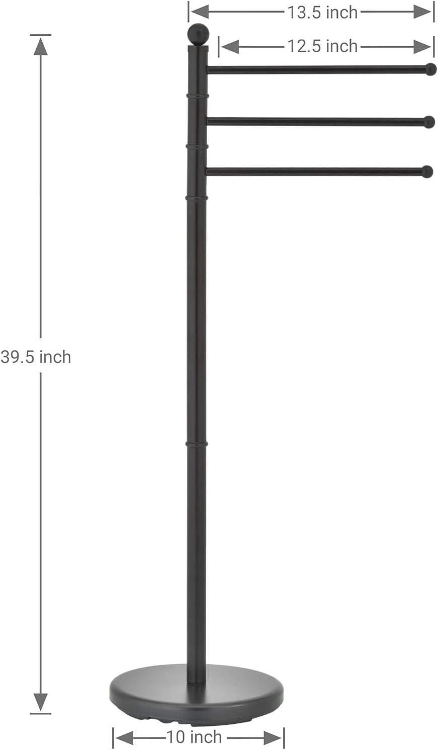 Matte Black Freestanding Towel Rack with 3 Swivel Arms