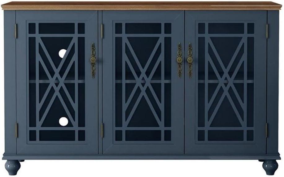 LIVILAND 55" Vintage Style Wood Kitchen Accent Buffet Sideboard Cabinet - Navy