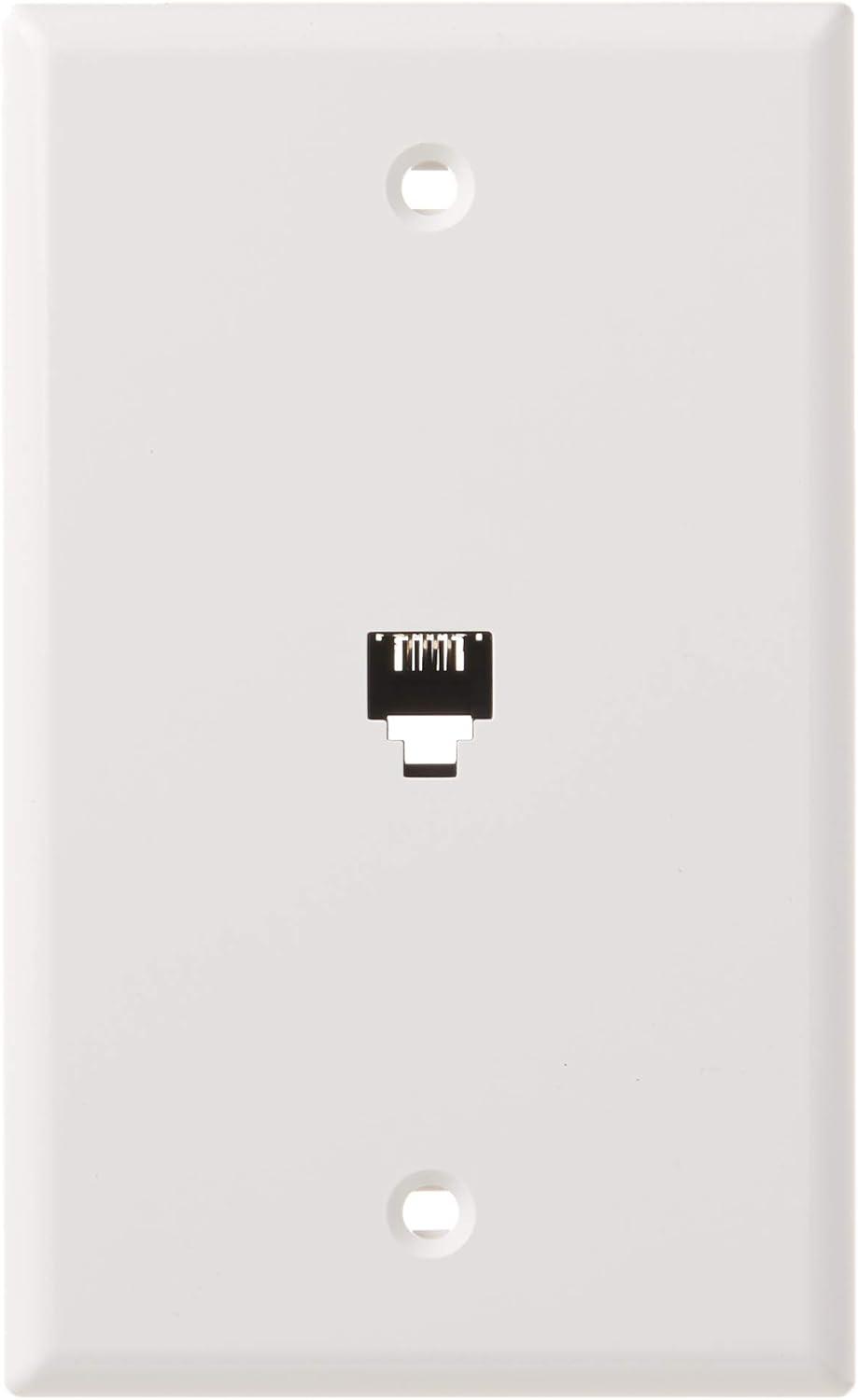 White Standard Telephone Wall Jack with Screw Terminals