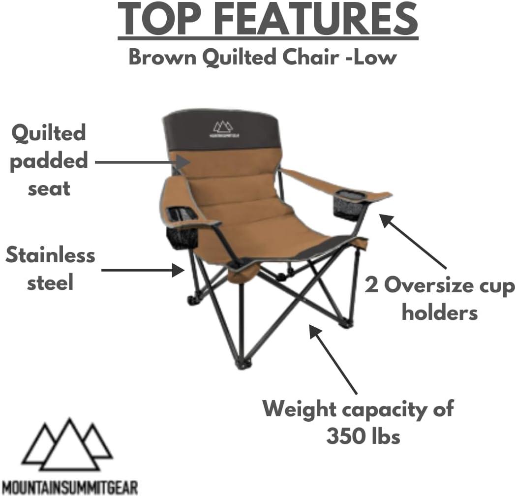 Mountain Summit Gear Quilted Low Chair, Brown