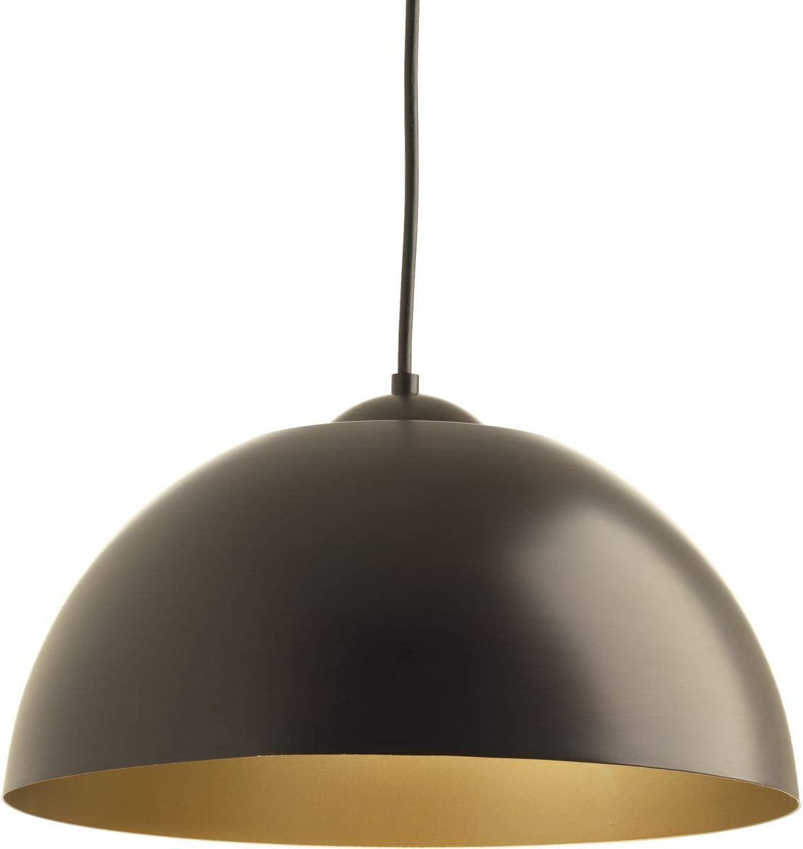 Progress Lighting Dome Collection 1-Light LED Pendant, Satin Aluminum Finish, Painted Silver Interior, Steel Material