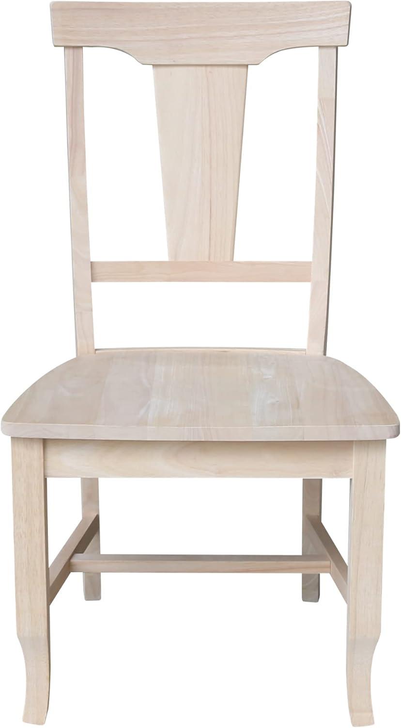 Set of 2 Panel Back Chair Unfinished - International Concepts: Solid Wood, Rubberwood Legs, Armless