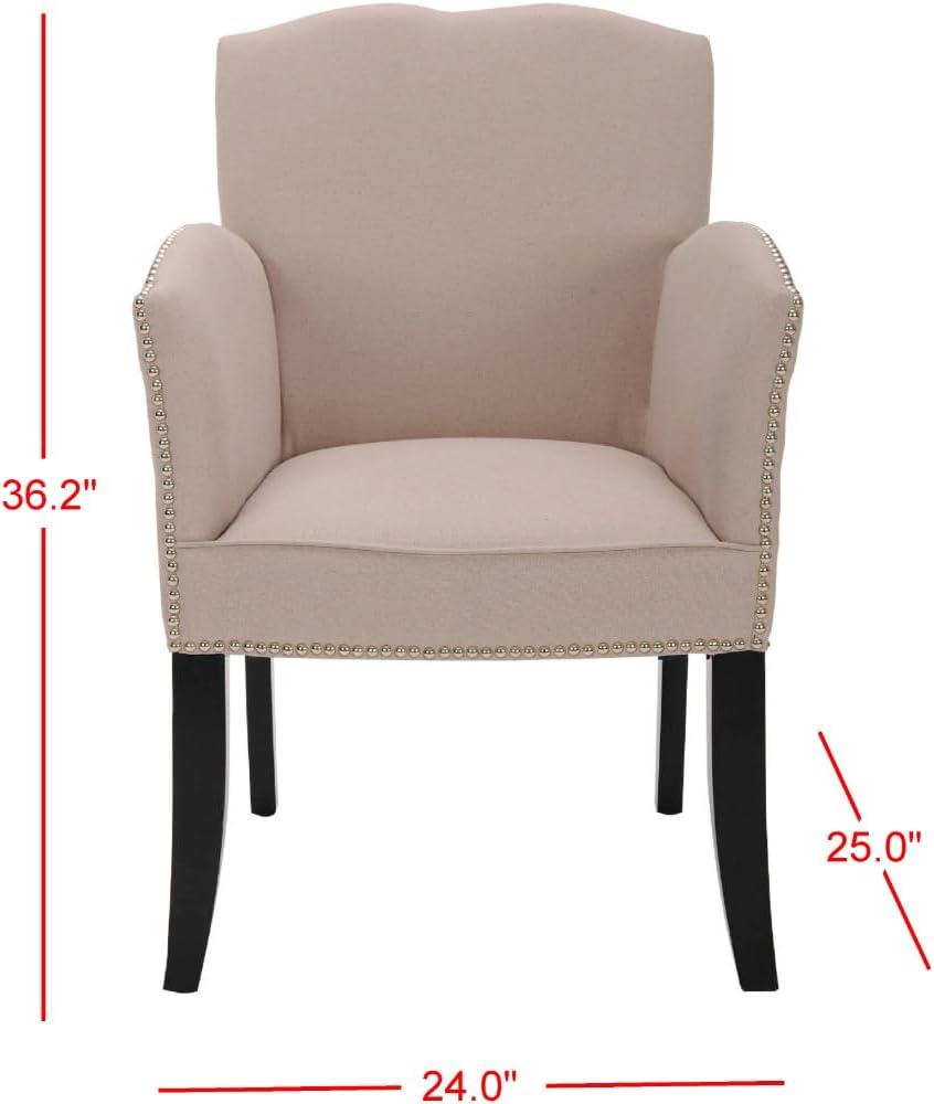 SAFAVIEH Rachel Arm Chair With Silver Nail Head Taupe