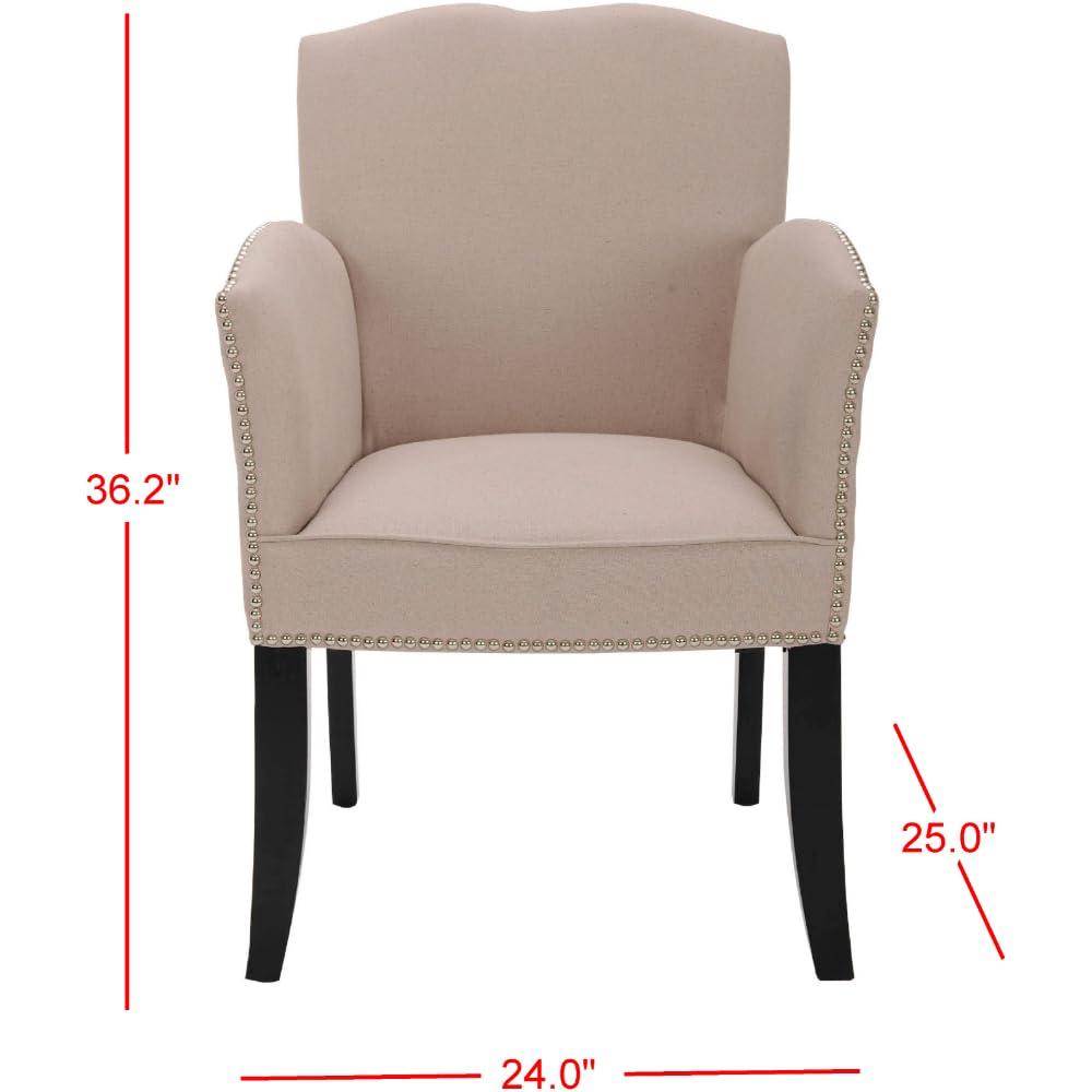 Rachel Arm Chair With Nail Head Trim - MCR4539 - Taupe - Safavieh Couture