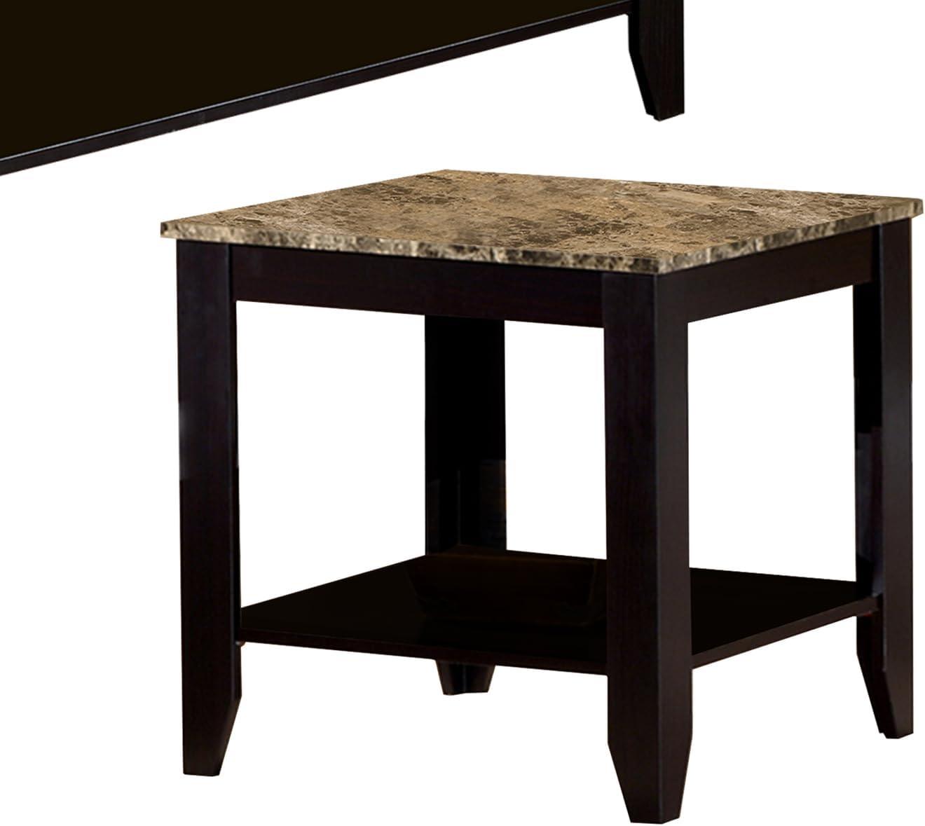 Benjara Artistic 3 piece occasional table set with Marble Top, Brown