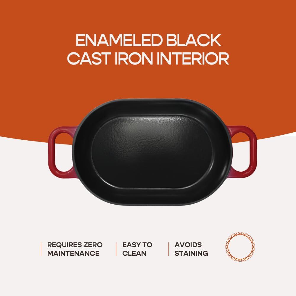 Cherry Blaze Enameled Cast Iron 5.5 Quart Dutch Oven with Lid