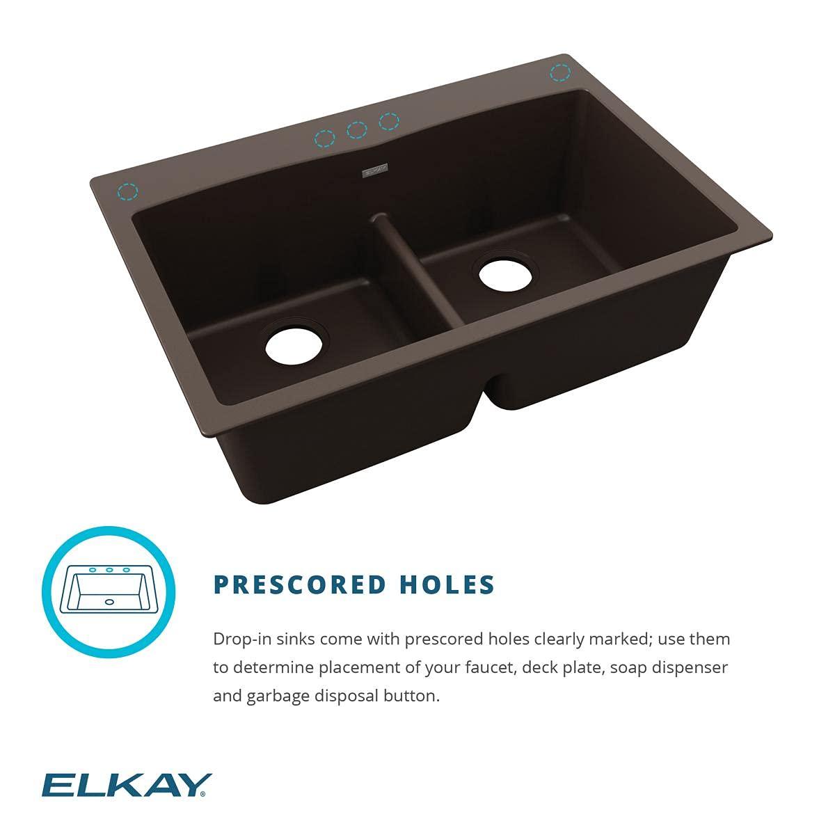 Quartz Classic 33" x 22" x 10" Double Basin Drop-In Kitchen Sink