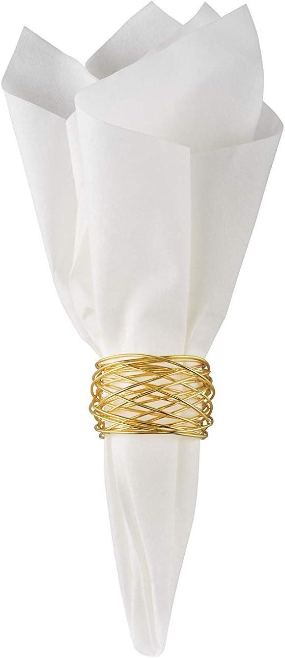 Napkin Rings, Set of 12 Gold Round Mesh Napkin Rings Holders Metal Exquisite Household Napkin Rings for Wedding Banquet Holiday Dinner Party Home Christmas Table Setting Decorations 12 Round Mesh