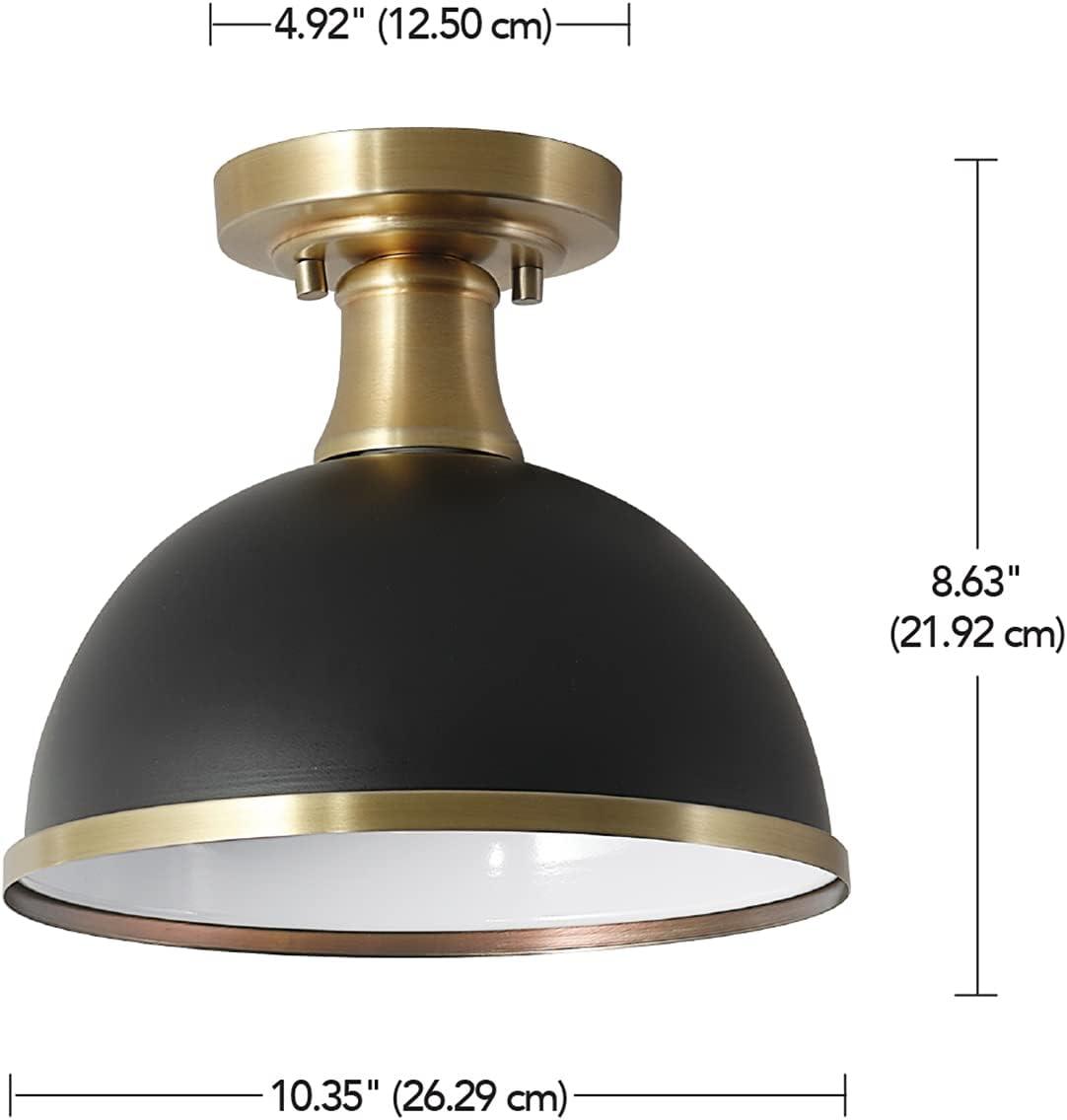 Beckett 10.35" Matte Black and Brass Farmhouse Bowl Ceiling Light