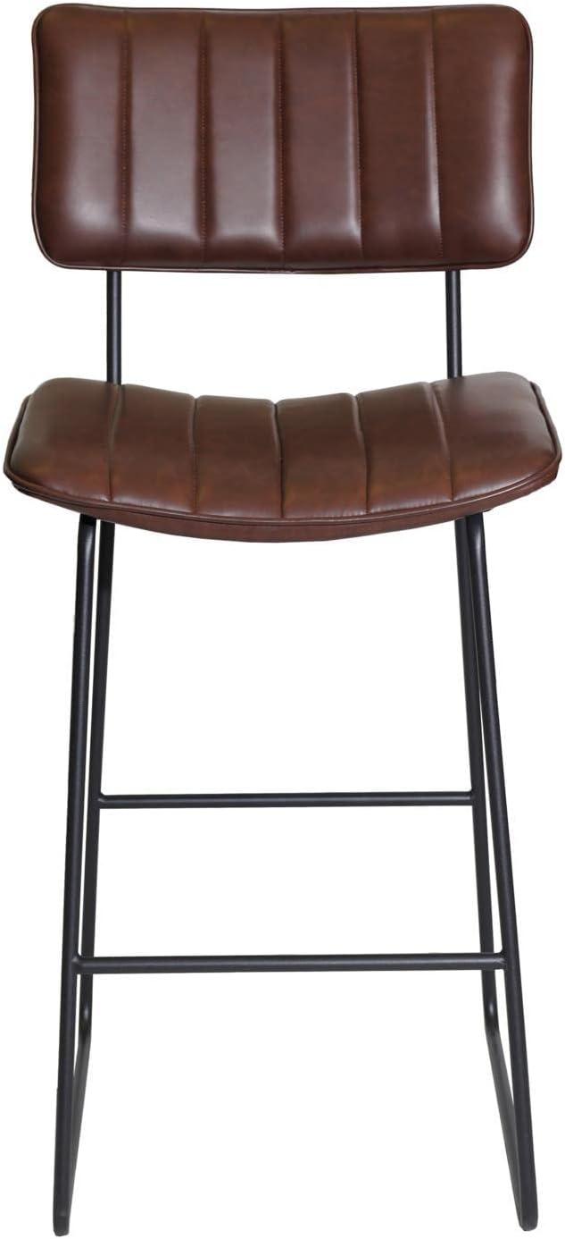 Tribeca Mid-Century Modern Brown Faux Leather 43" Bar Stool