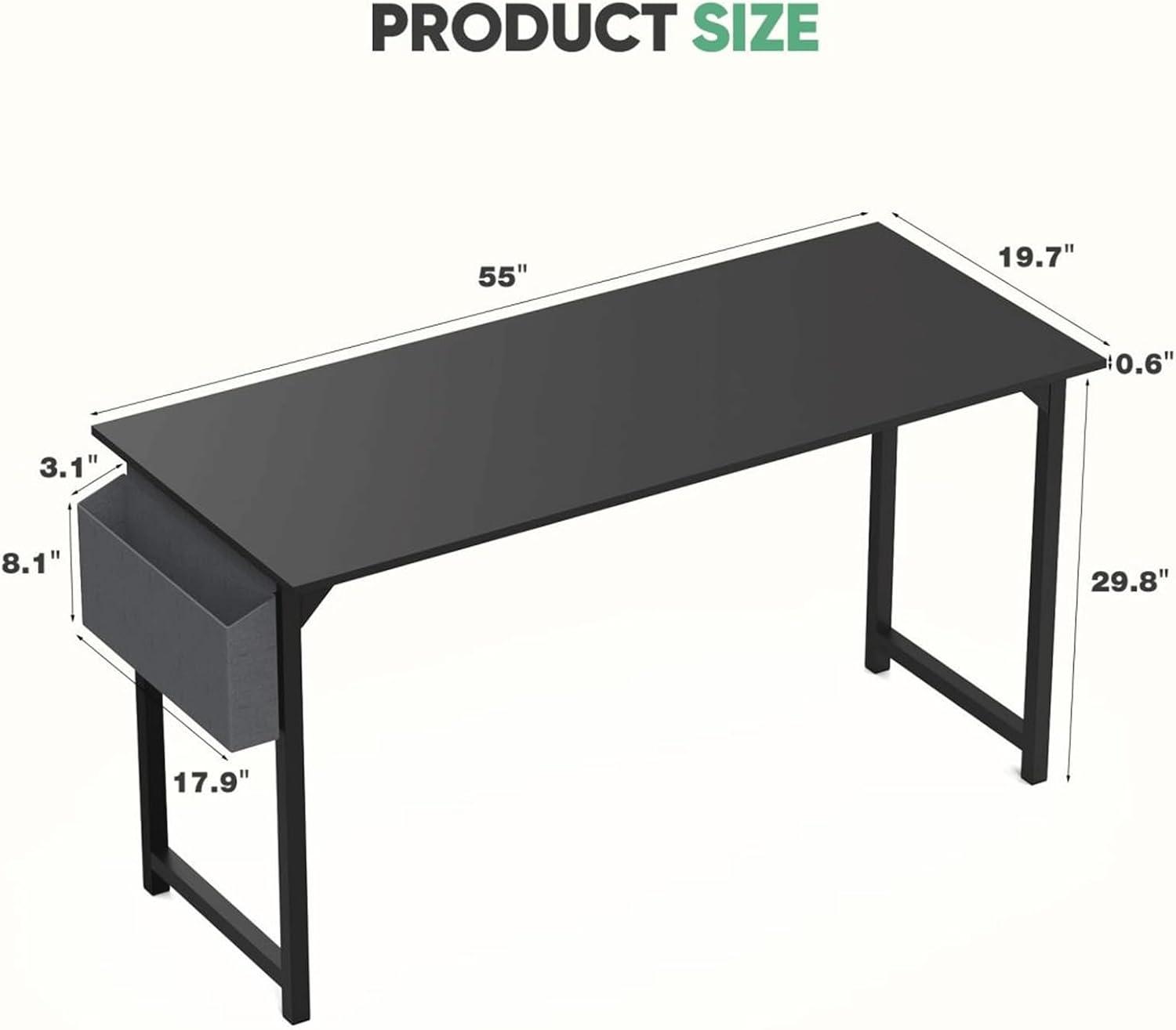 47 Inch Desk Office with Storage, Modern Simple Style Gaming Computer Table for Youth Student Adult, Metal and Wood Home Office Furniture, Nature