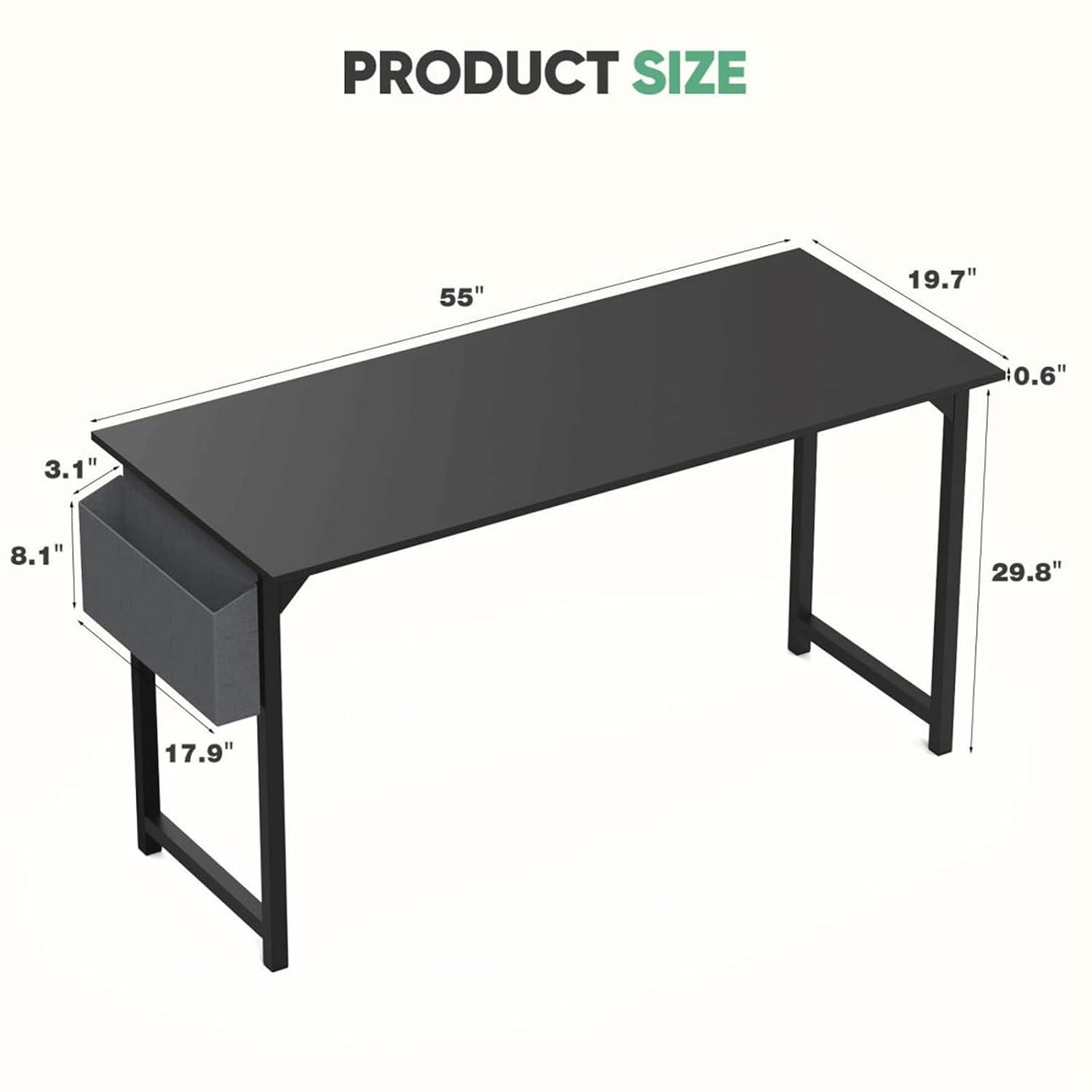 47 Inch Desk Office with Storage, Modern Simple Style Gaming Computer Table for Youth Student Adult, Metal and Wood Home Office Furniture, Nature