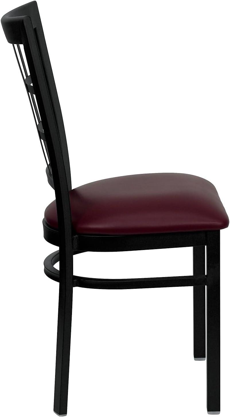 Flash Furniture 2 Pack HERCULES Series Black Window Back Metal Restaurant Chair - Burgundy Vinyl Seat