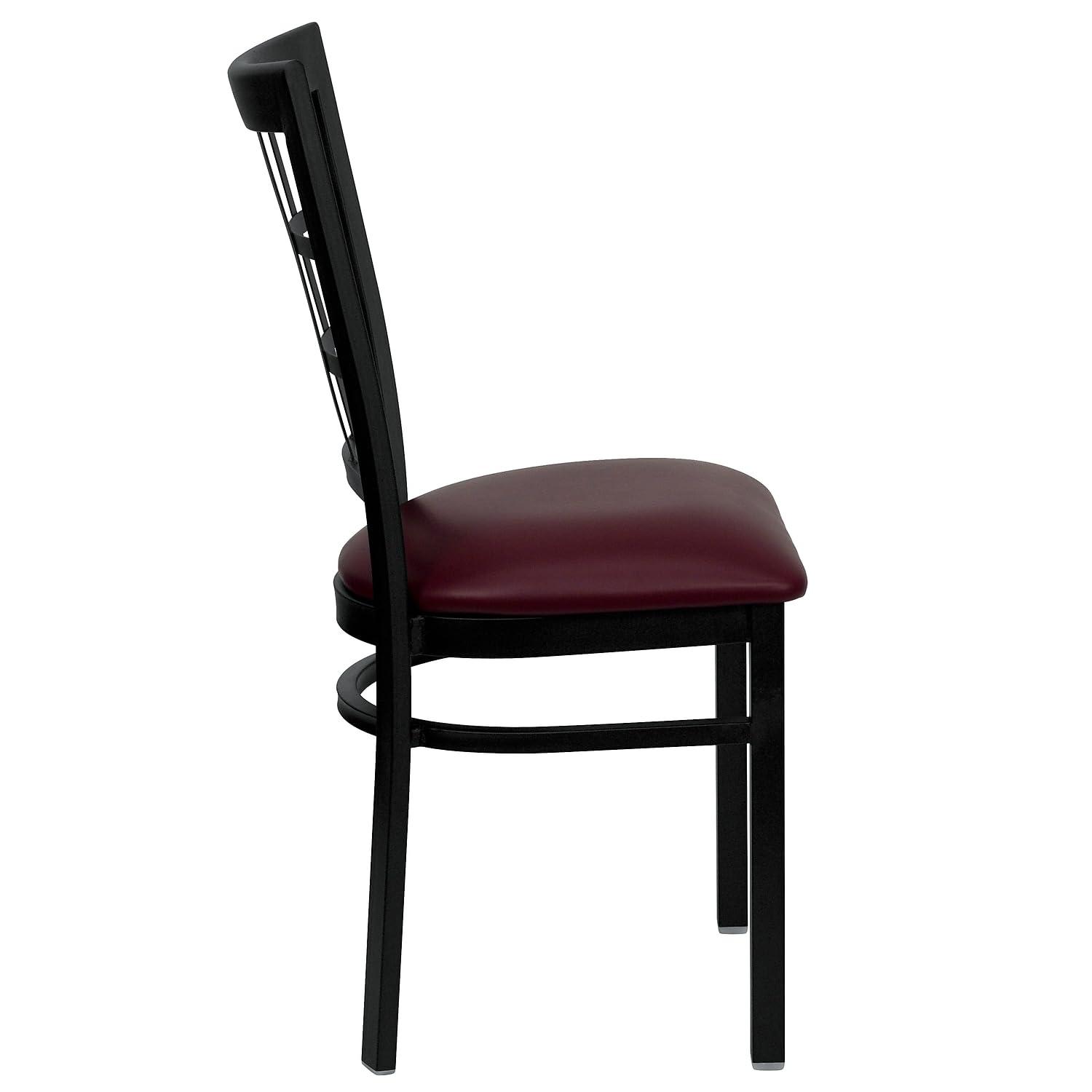 Flash Furniture 2 Pack HERCULES Series Black Window Back Metal Restaurant Chair - Burgundy Vinyl Seat