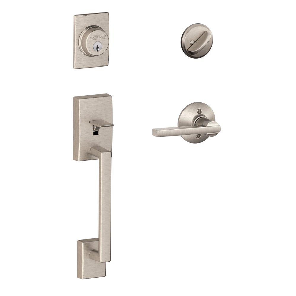 Century Handleset with Single Cylinder Deadbolt and Latitude Door Lever and Rosette