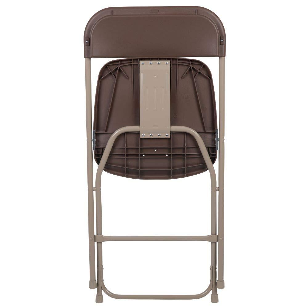Flash Furniture Hercules Series Plastic Folding Chair Brown - 2 Pack 650LB Weight Capacity Comfortable Event Chair-Lightweight Folding Chair